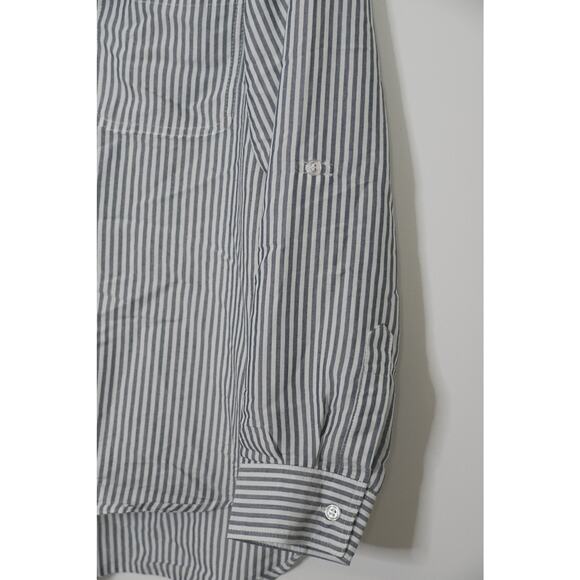 Grey Stripped Long Sleeve Button Up Blouse Size Small - Picture 5 of 7
